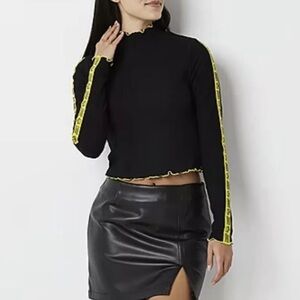 Juicy By Juicy Couture Mock Neck Ribbed Long Sleeve Crop Top Size XL